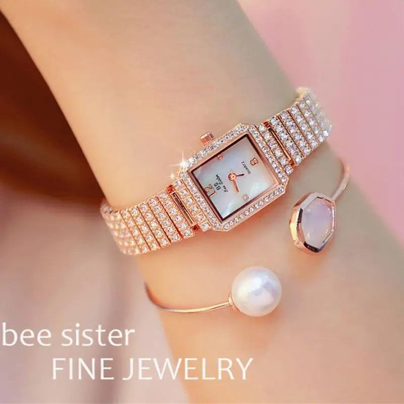 Bee Square Watch Women Gold Stainless Steel Watches Top - Premium  from vistoi shop - Just $36.99! Shop now at vistoi shop