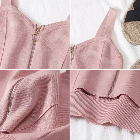 Women Crop Top Club Zipper Knitting Tank Tops Ladies - Premium  from vistoi shop - Just $19.99! Shop now at vistoi shop