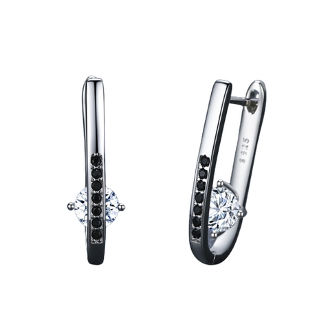 2023 New Black Hoop Earrings For Women Classic Silver Color Trendy Spinel Engagement Fashion Jewelry - Premium  from vistoi shop - Just $29.99! Shop now at vistoi shop