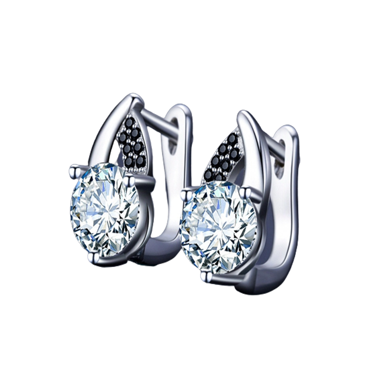 Round Black Trendy Engagement Hoop Earrings for Women Jewelry - Premium  from vistoi shop - Just $24.99! Shop now at vistoi shop