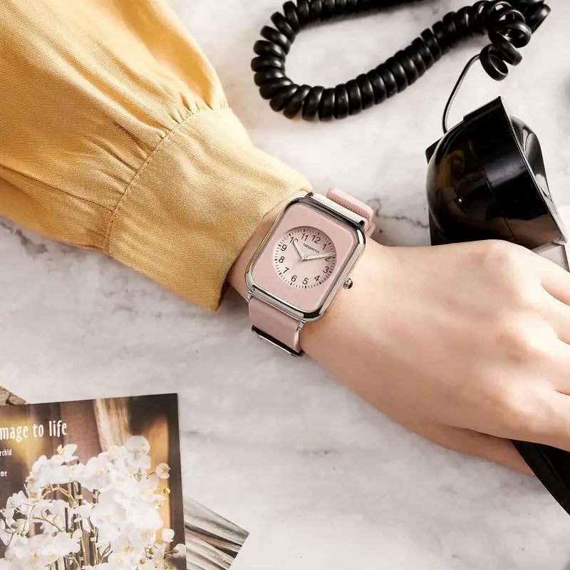 Square Dial Women Rubber Watch Band Wrist Watches 2023 Pink - Premium  from vistoi shop - Just $29.99! Shop now at vistoi shop