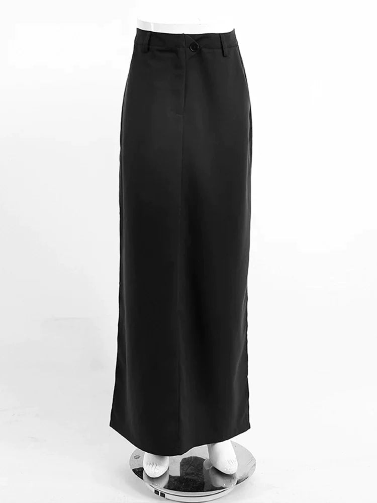 Black Loose Long Skirts Women A-Line Zip Skirts Ladies - Premium  from vistoi shop - Just $34.99! Shop now at vistoi shop