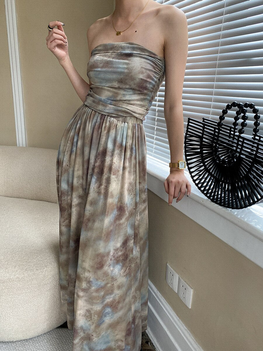 Women Strapless Elegant Clothes Tank Top With Long Skirt - Premium  from vistoi shop - Just $44.99! Shop now at vistoi shop