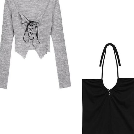 Suspender Cardigan Set Women's Early Autumn V-neck Slim Crop - Premium  from vistoi shop - Just $29.99! Shop now at vistoi shop