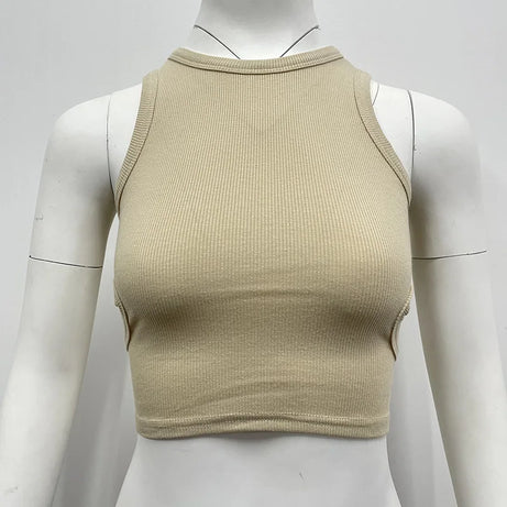 Summer Solid Color Sleeveless T Shirt Women's Side Hole Knitted - Premium  from vistoi shop - Just $19.99! Shop now at vistoi shop