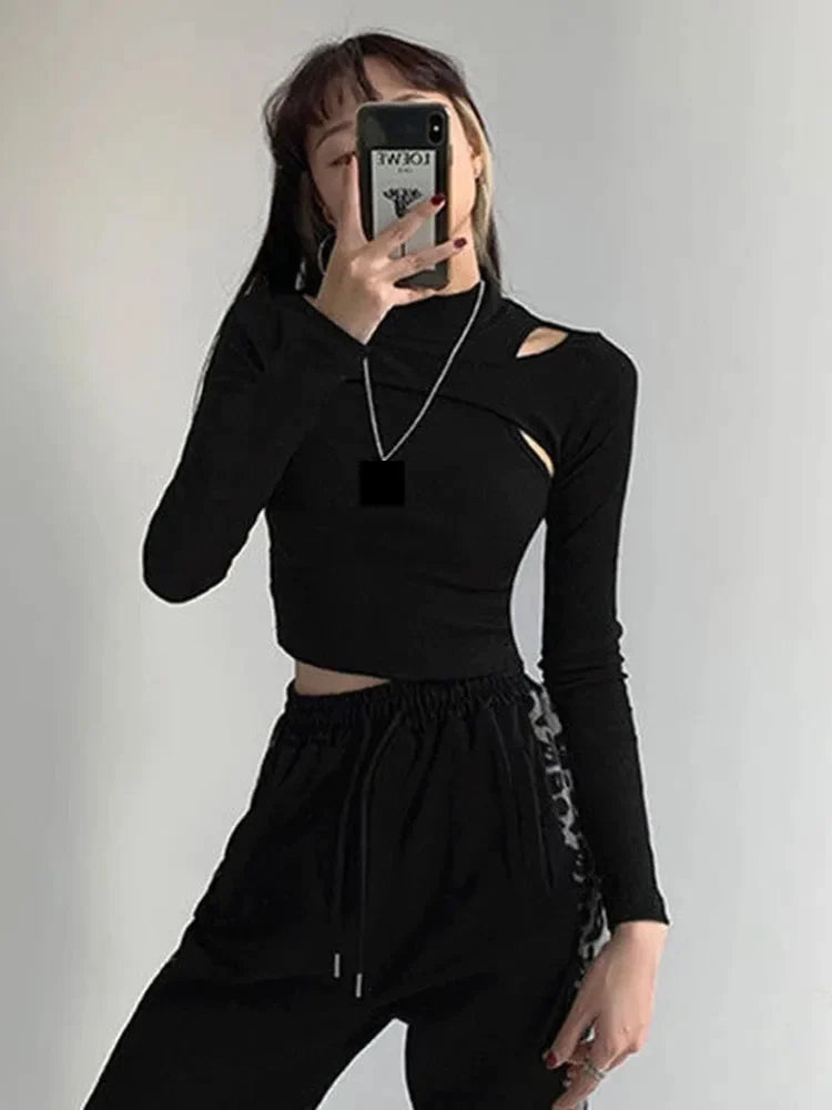 Knitted Crop Tops Women New Fitness Fake Two-piece T-shirt - Premium  from vistoi shop - Just $29.99! Shop now at vistoi shop