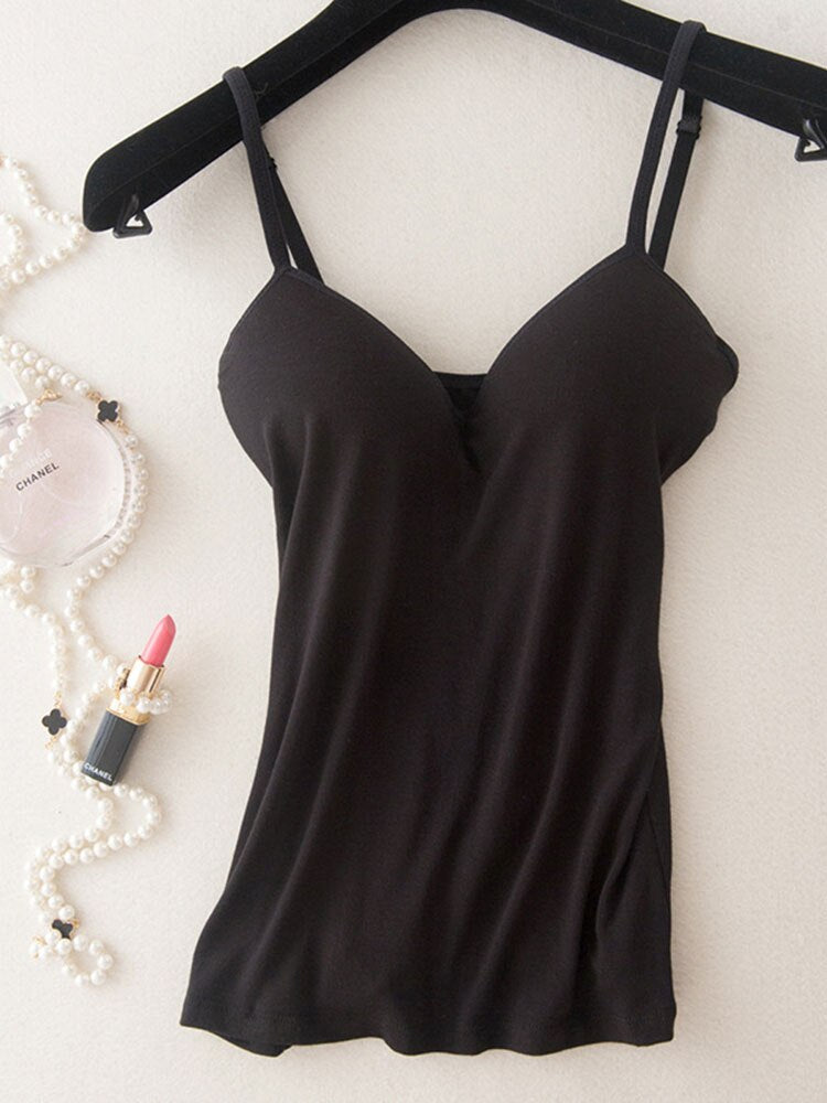 Women Padded Bra Spaghetti Tank Tops Shirt Blouse