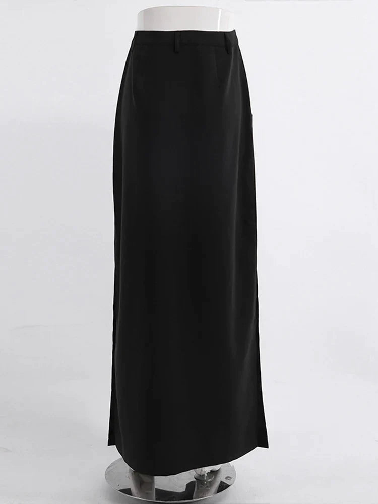 Black Loose Long Skirts Women A-Line Zip Skirts Ladies - Premium  from vistoi shop - Just $34.99! Shop now at vistoi shop