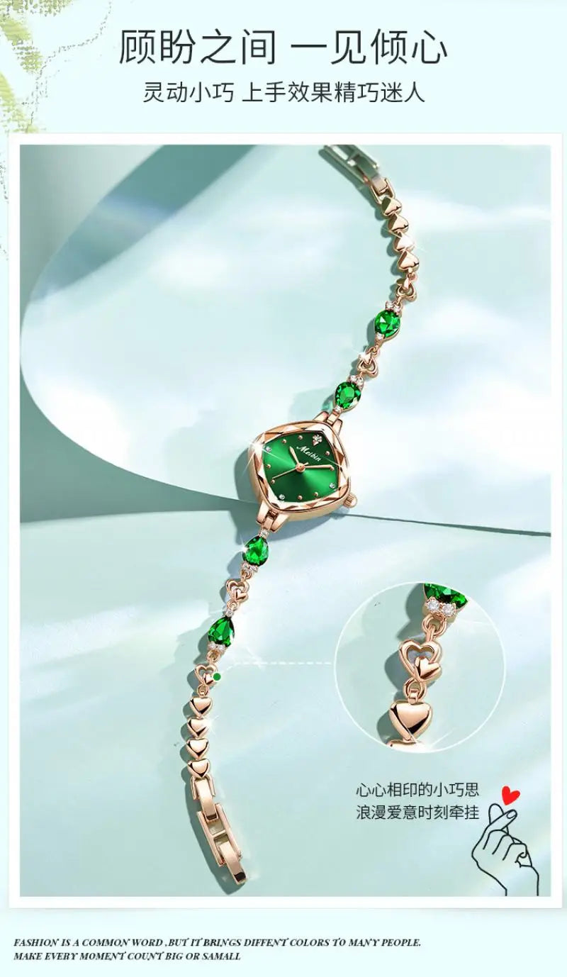 Women Square Watches 2023 Small Dial Brand Green - Premium  from vistoi shop - Just $49.99! Shop now at vistoi shop