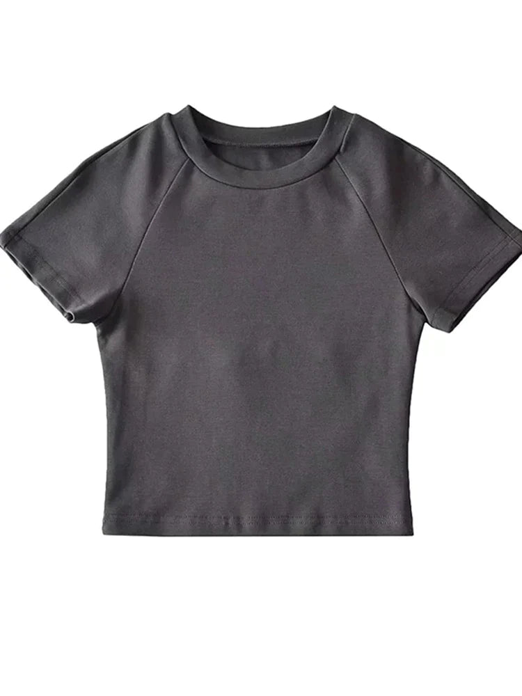 Off Back Raglan Sleeves Slim Fit Short Sleeve Open T-shirt - Premium  from vistoi shop - Just $19.99! Shop now at vistoi shop