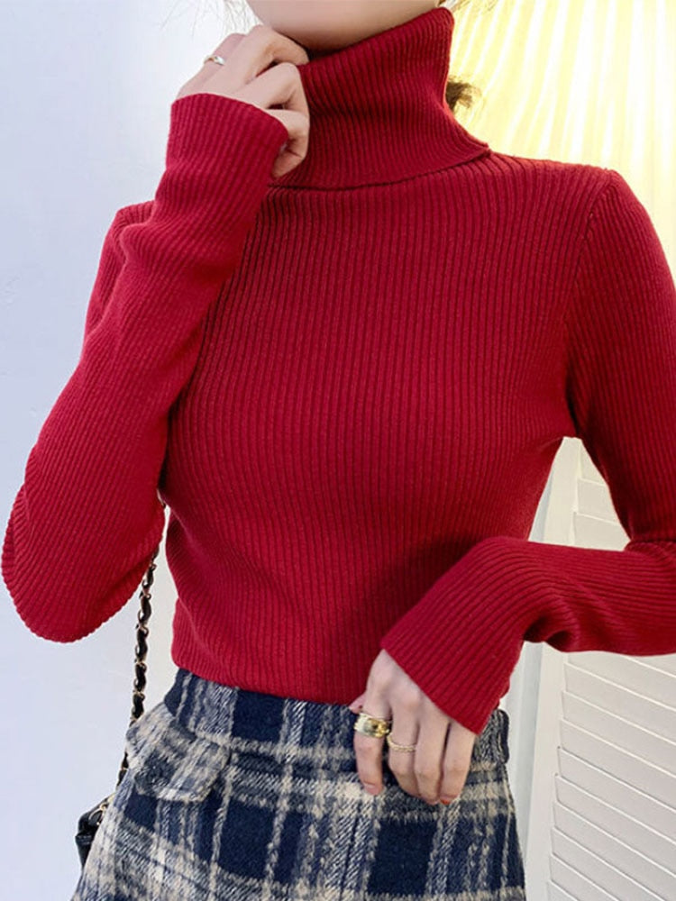 New Pullover Women Turtleneck Sweater Autumn Long 2023