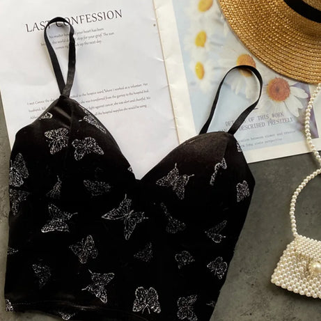 Backless Slim Tank Top Chic Print Shoulder Short Camis - Premium  from vistoi shop - Just $14.99! Shop now at vistoi shop