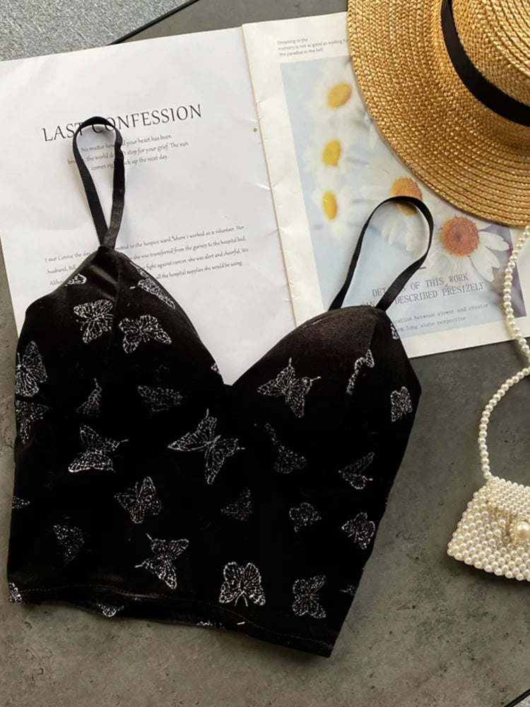 Backless Slim Tank Top Chic Print Shoulder Short Camis - Premium  from vistoi shop - Just $14.99! Shop now at vistoi shop