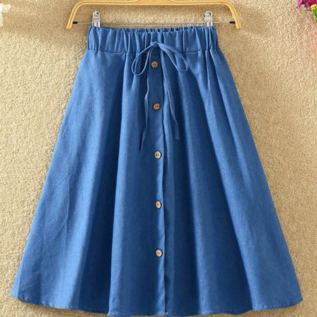 High Waist Skirt Casual Striped Bow Denim Women Solid - Premium  from vistoi shop - Just $19.99! Shop now at vistoi shop