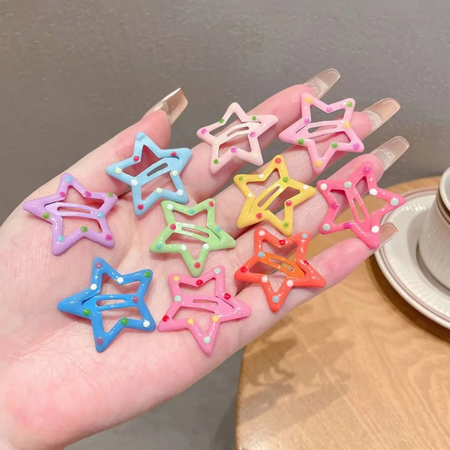10Pcs Colorful Star Barrettes Hair Grip Head wear - Premium  from vistoi shop - Just $11.99! Shop now at vistoi shop