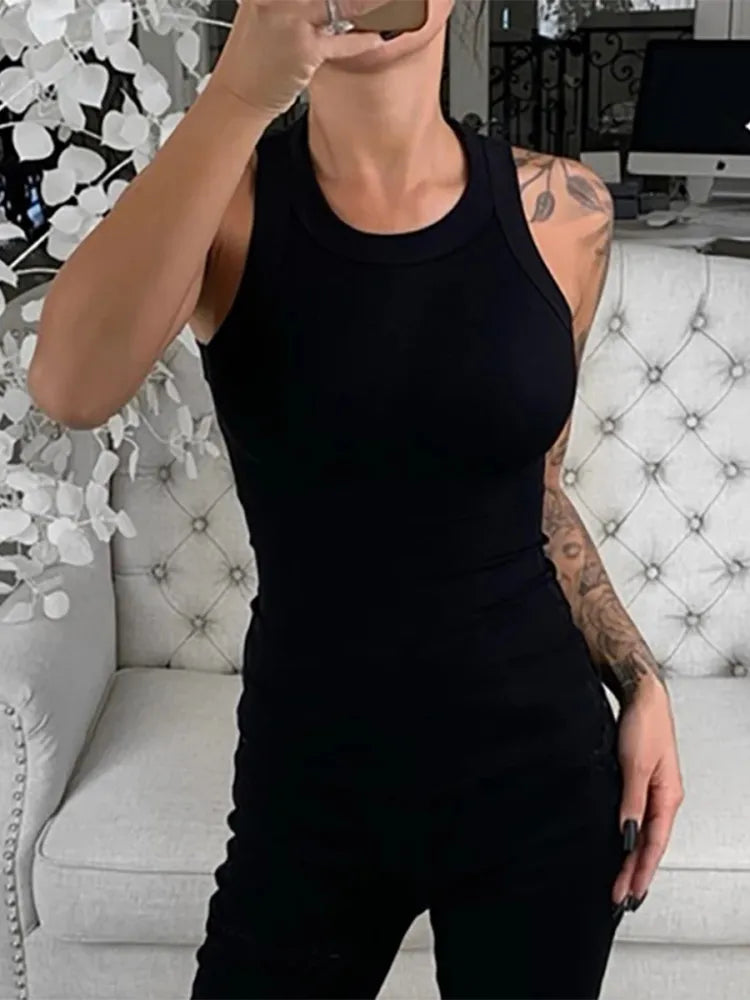 Women Solid Round Neck Ribbed Tank Top Camisole Women - Premium  from vistoi shop - Just $24.99! Shop now at vistoi shop