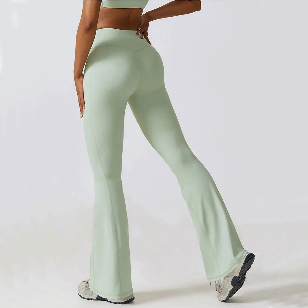 Flare Leggings Yoga Pants Pocket Women High Waist Wide Leg Pants - Premium  from vistoi shop - Just $47.99! Shop now at vistoi shop