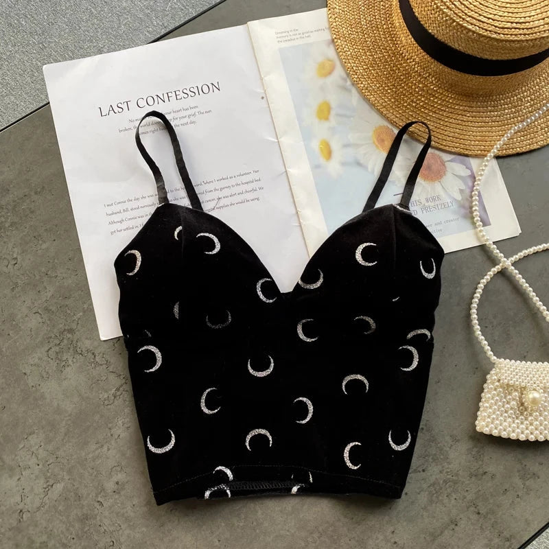 Backless Slim Tank Top Chic Print Shoulder Short Camis - Premium  from vistoi shop - Just $14.99! Shop now at vistoi shop