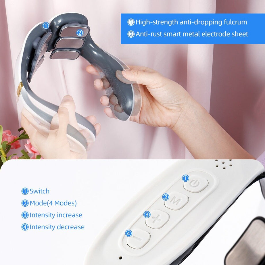 6 Heads Smart Pulse Neck Massage Heating Back Cervical 2023 - Premium  from vistoi shop - Just $29.99! Shop now at vistoi shop