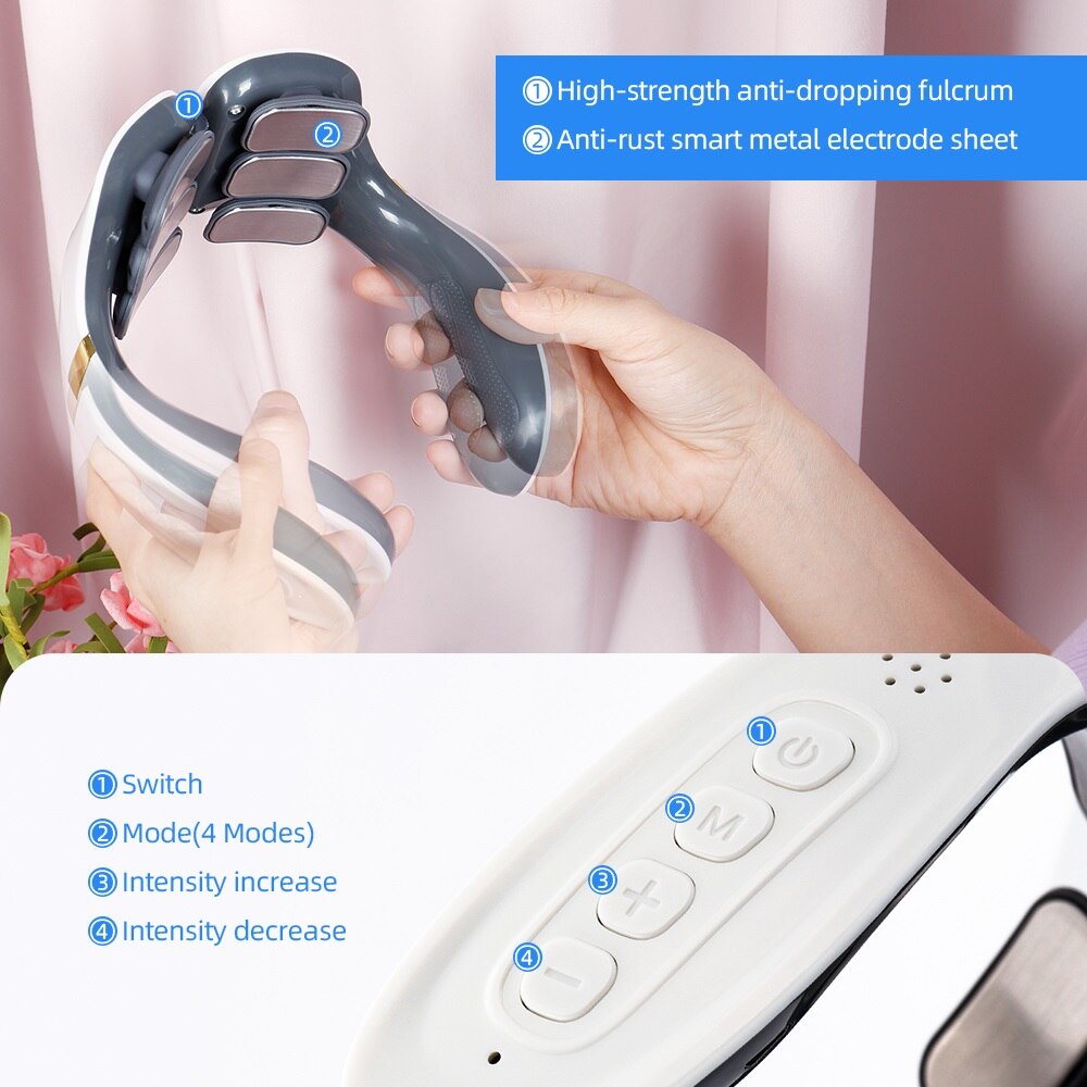 6 Heads Smart Pulse Neck Massage Heating Back Cervical 2023 - Premium  from vistoi shop - Just $29.99! Shop now at vistoi shop