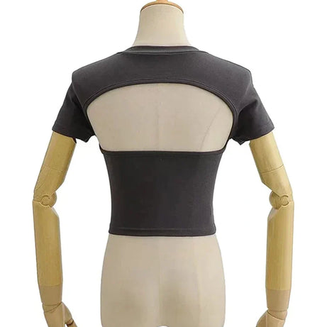 Off Back Raglan Sleeves Slim Fit Short Sleeve Open T-shirt - Premium  from vistoi shop - Just $19.99! Shop now at vistoi shop