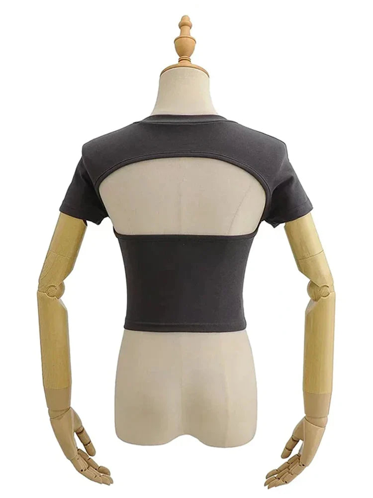 Off Back Raglan Sleeves Slim Fit Short Sleeve Open T-shirt - Premium  from vistoi shop - Just $19.99! Shop now at vistoi shop