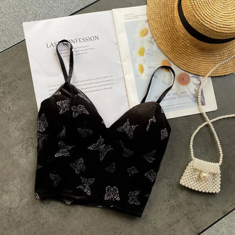 Backless Slim Tank Top Chic Print Shoulder Short Camis - Premium  from vistoi shop - Just $14.99! Shop now at vistoi shop