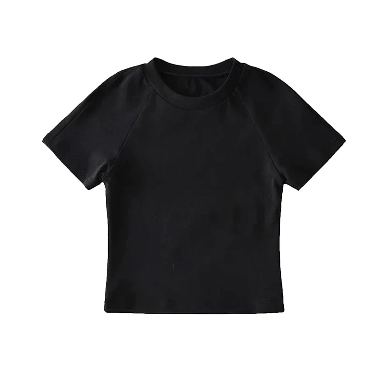 Off Back Raglan Sleeves Slim Fit Short Sleeve Open T-shirt - Premium  from vistoi shop - Just $19.99! Shop now at vistoi shop