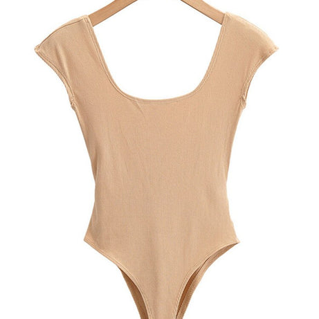 Casual Basic Style Babes Collar Solid Tight Short-sleeved Body