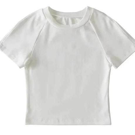 Off Back Raglan Sleeves Slim Fit Short Sleeve Open T-shirt - Premium  from vistoi shop - Just $19.99! Shop now at vistoi shop