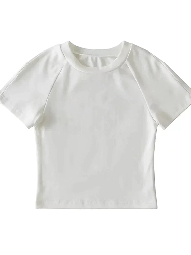 Off Back Raglan Sleeves Slim Fit Short Sleeve Open T-shirt - Premium  from vistoi shop - Just $19.99! Shop now at vistoi shop