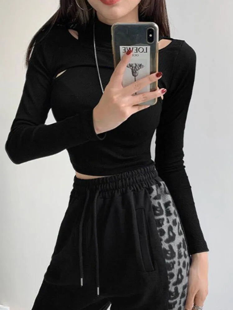Knitted Crop Tops Women New Fitness Fake Two-piece T-shirt - Premium  from vistoi shop - Just $29.99! Shop now at vistoi shop