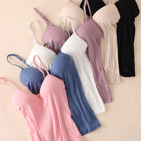 Women Padded Bra Spaghetti Tank Tops Shirt Blouse