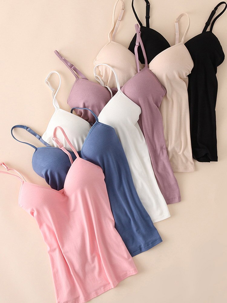 Women Padded Bra Spaghetti Tank Tops Shirt Blouse