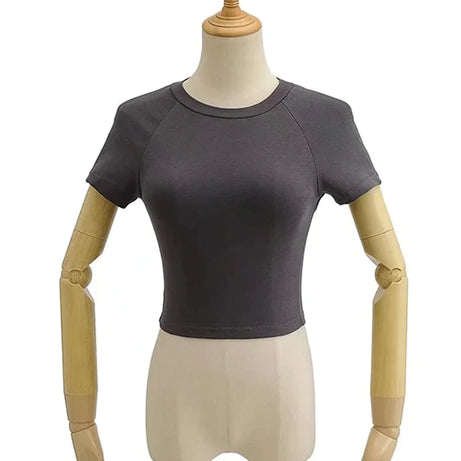 Off Back Raglan Sleeves Slim Fit Short Sleeve Open T-shirt - Premium  from vistoi shop - Just $19.99! Shop now at vistoi shop