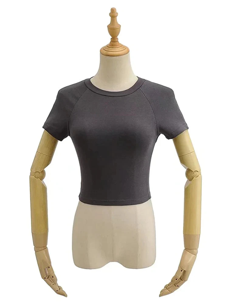 Off Back Raglan Sleeves Slim Fit Short Sleeve Open T-shirt - Premium  from vistoi shop - Just $19.99! Shop now at vistoi shop