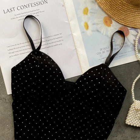 Backless Slim Tank Top Chic Print Shoulder Short Camis - Premium  from vistoi shop - Just $14.99! Shop now at vistoi shop