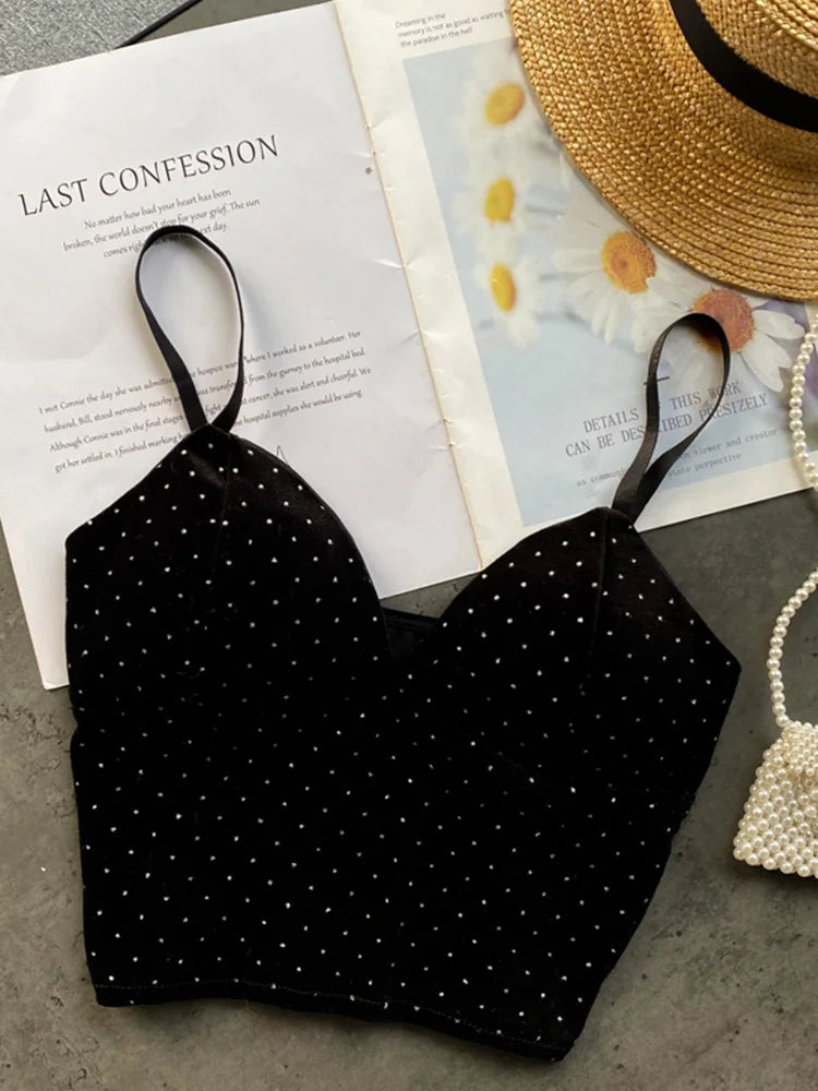 Backless Slim Tank Top Chic Print Shoulder Short Camis - Premium  from vistoi shop - Just $14.99! Shop now at vistoi shop