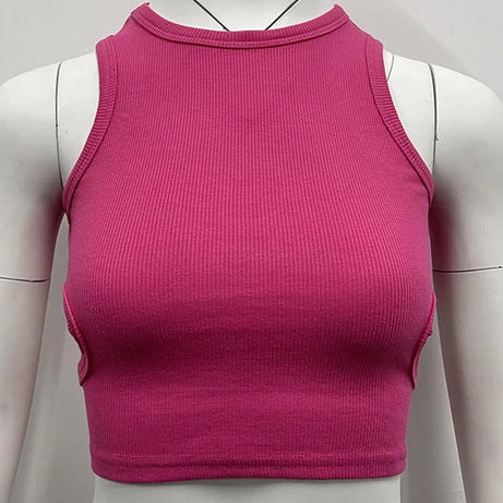 Summer Solid Color Sleeveless T Shirt Women's Side Hole Knitted - Premium  from vistoi shop - Just $19.99! Shop now at vistoi shop