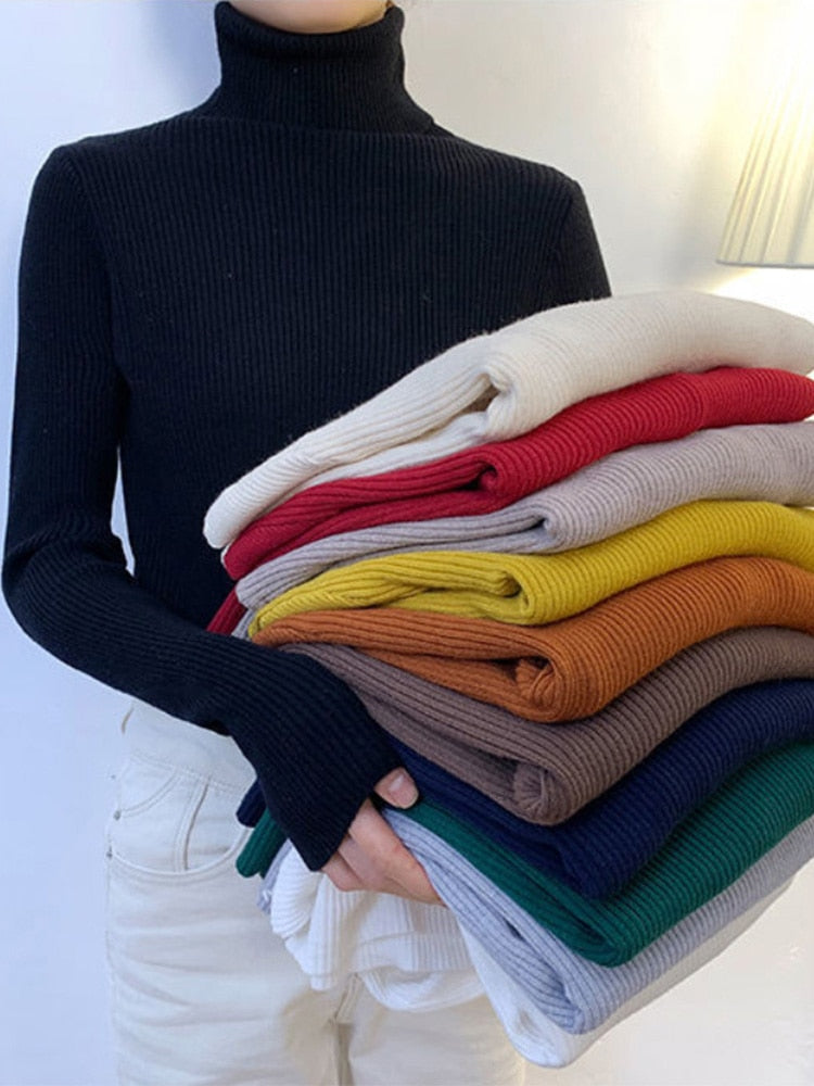 New Pullover Women Turtleneck Sweater Autumn Long 2023