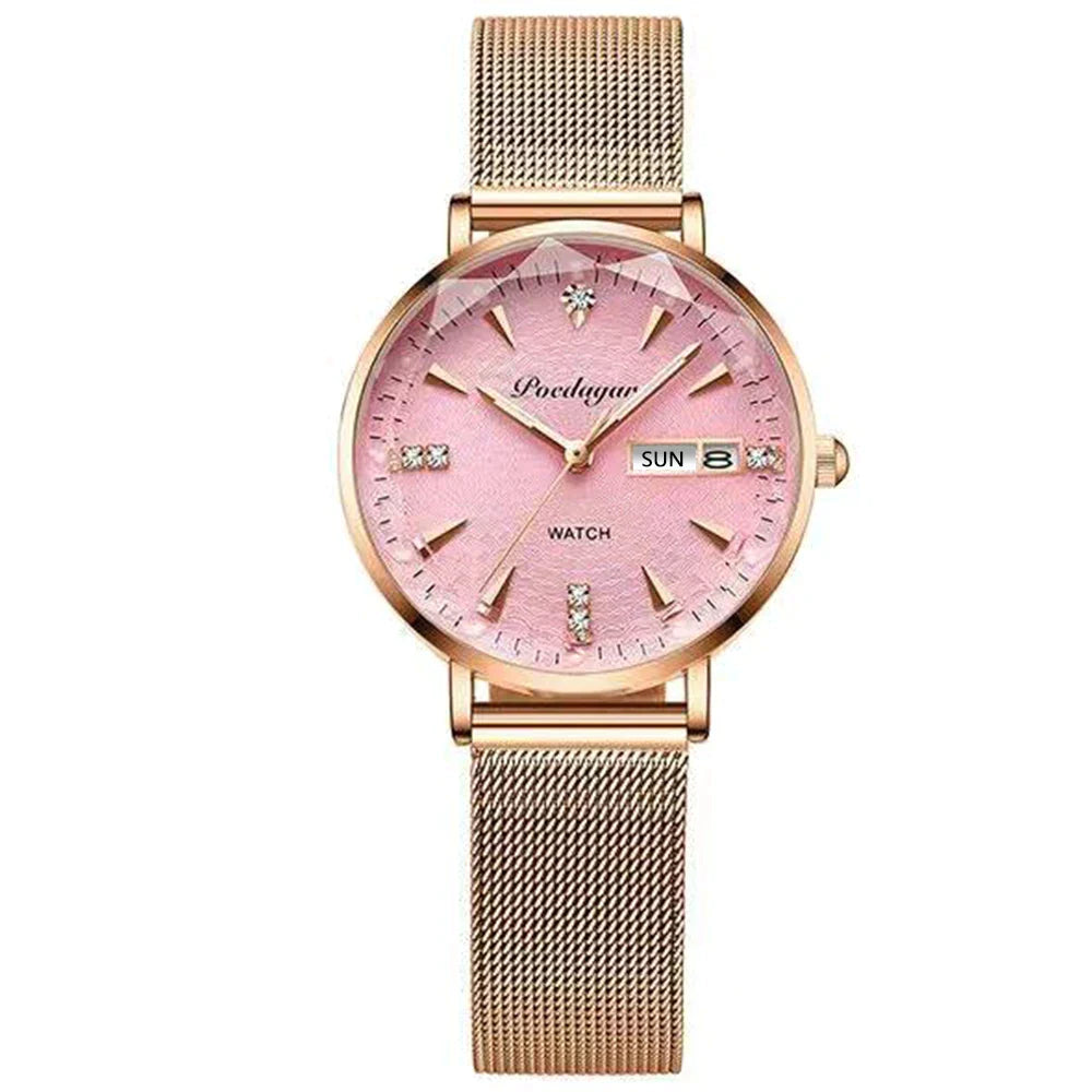 Watch Rose Gold Stainless Steel Mesh Quartz Simple - Premium  from vistoi shop - Just $34.99! Shop now at vistoi shop