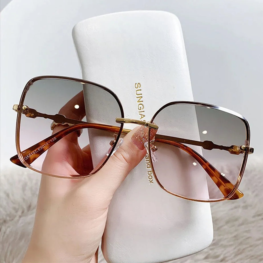 Brown Big Frame Square Sunglasses for Women - Premium  from vistoi shop - Just $16.99! Shop now at vistoi shop
