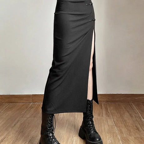 Black Split Simple Casual All-Match Hot Street Outing Cool Skirt - Premium  from vistoi shop - Just $29.81! Shop now at vistoi shop