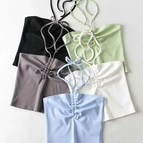 Women Ruched Halter Neck Cami Top Camisole - Premium  from vistoi shop - Just $14.99! Shop now at vistoi shop