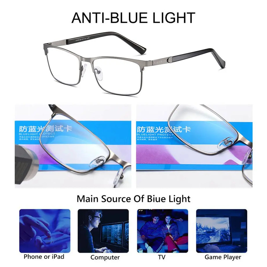 Classic Reading Glasses Metal Frame Men Anti Blue - Premium  from vistoi shop - Just $14.99! Shop now at vistoi shop