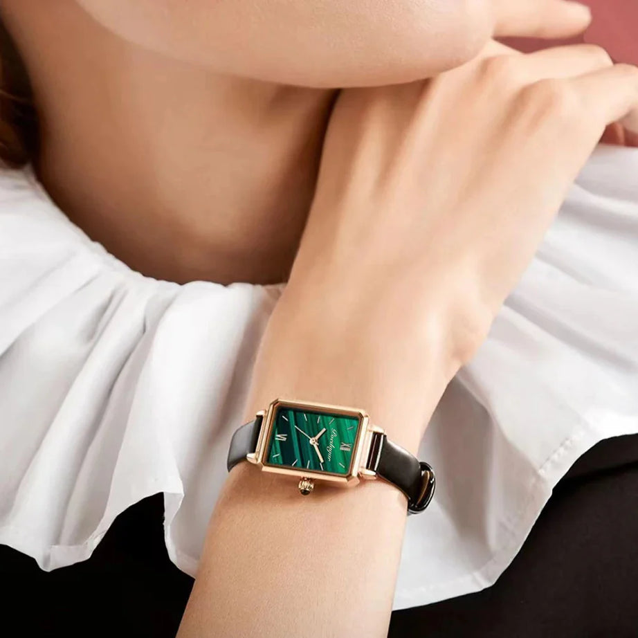 Women Watches Fashion Green Square Leather Quartz - Premium  from vistoi shop - Just $29.99! Shop now at vistoi shop
