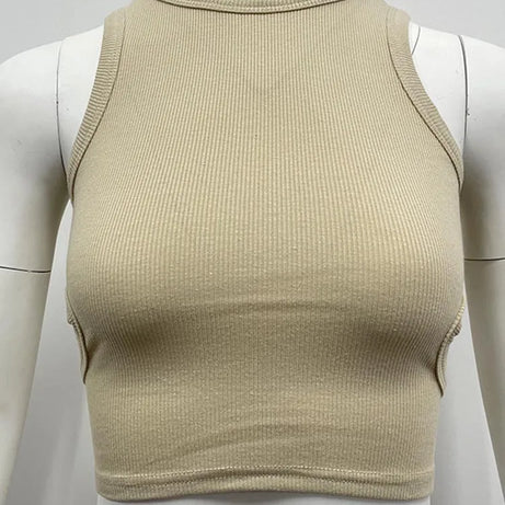 Summer Solid Color Sleeveless T Shirt Women's Side Hole Knitted - Premium  from vistoi shop - Just $19.99! Shop now at vistoi shop