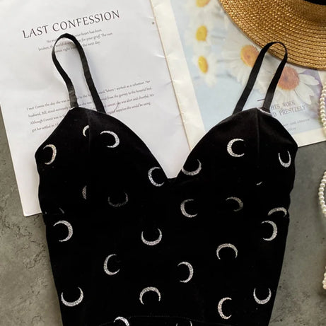 Backless Slim Tank Top Chic Print Shoulder Short Camis - Premium  from vistoi shop - Just $14.99! Shop now at vistoi shop