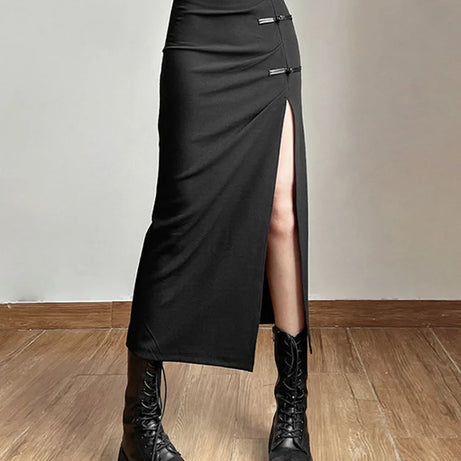 Black Split Simple Casual All-Match Hot Street Outing Cool Skirt - Premium  from vistoi shop - Just $29.81! Shop now at vistoi shop