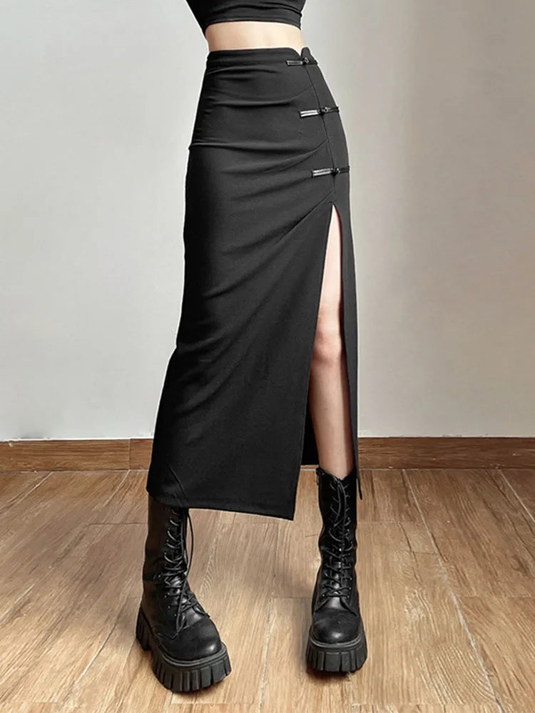Black Split Simple Casual All-Match Hot Street Outing Cool Skirt - Premium  from vistoi shop - Just $29.81! Shop now at vistoi shop